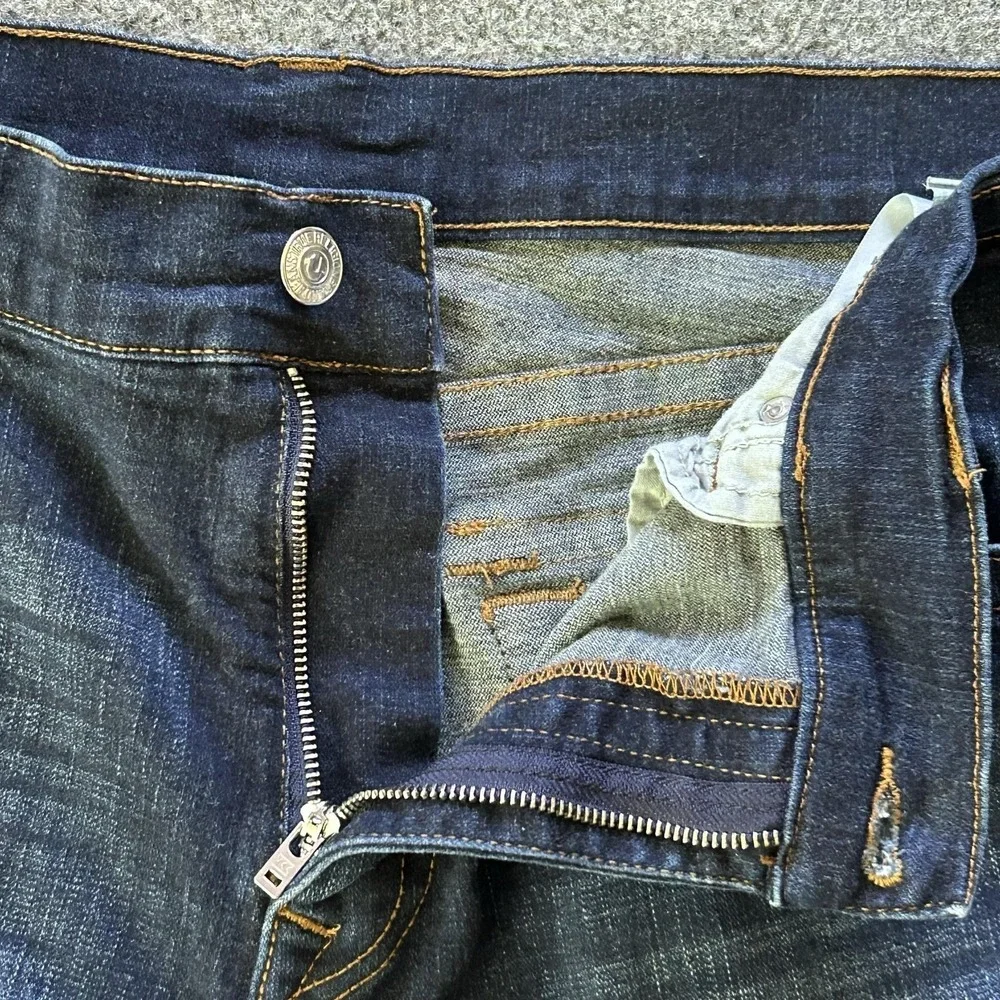 True Religion Ricky Relaxed Straight Jeans Mens 42x32 Blue Dark Wash Denim